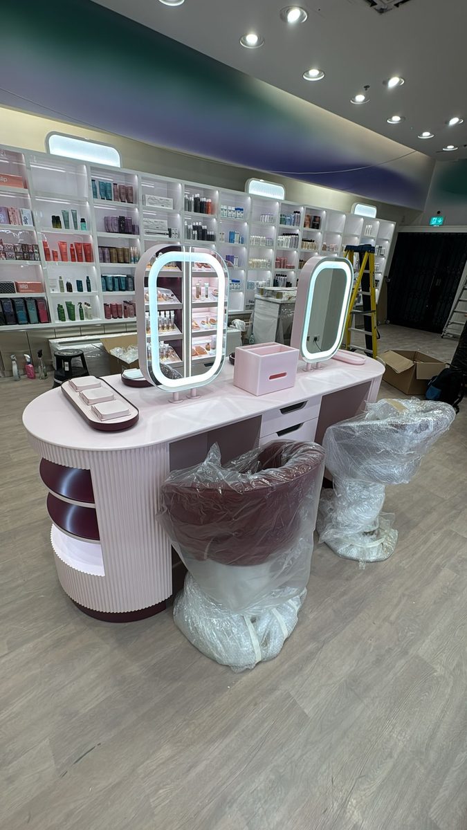 Beauty counter installation
