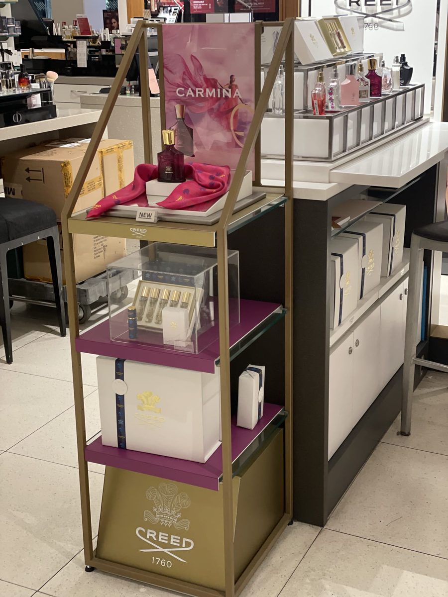 Creed fragrance display installation